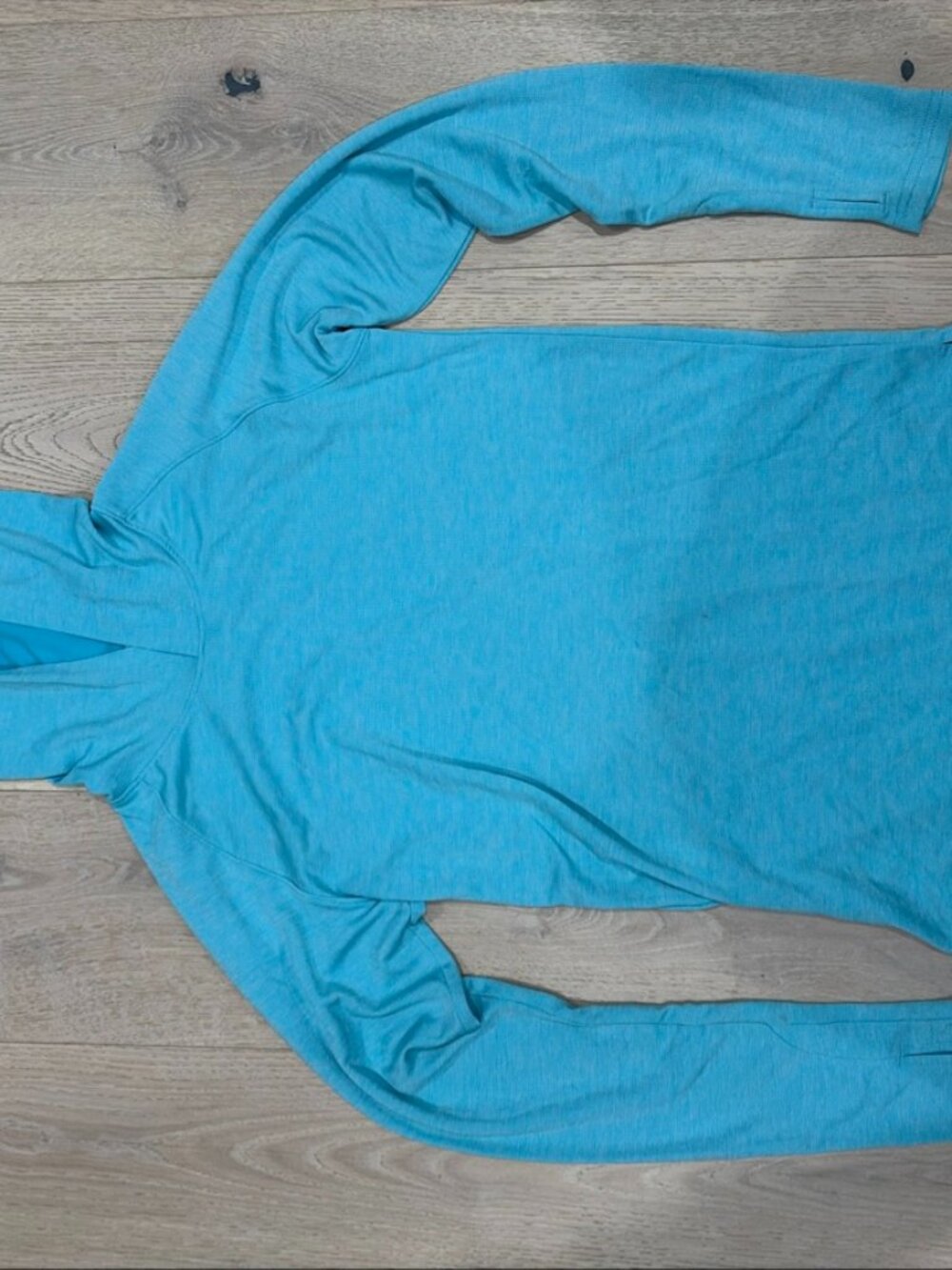 Mens Small Aqua Sun Protection UPF Hoodie Rash Guard